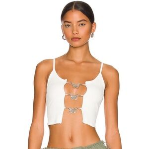 SUPERDOWN Jhene White Butterfly Top - SIZE XSMALL - NWT -